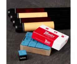 Economy Two-Piece Pool Cue Bundle (4 House Cues Set) -billiard pdeco group chalk